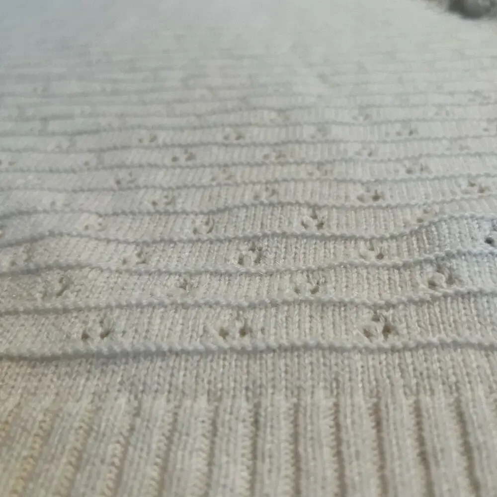 J. Crew Sweater Medium Open Knit Eyelet Cream Ivory Crewneck Alpaca Wool